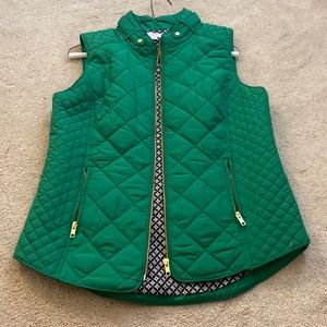 Green Crown and Ivy vest with gold accents